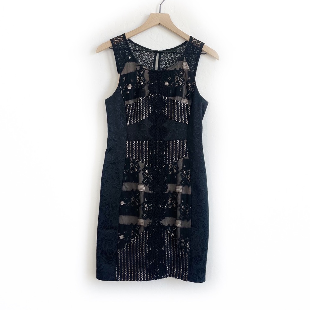 Anthropologie Black Lace Body Con Moulinette Soeurs Dress